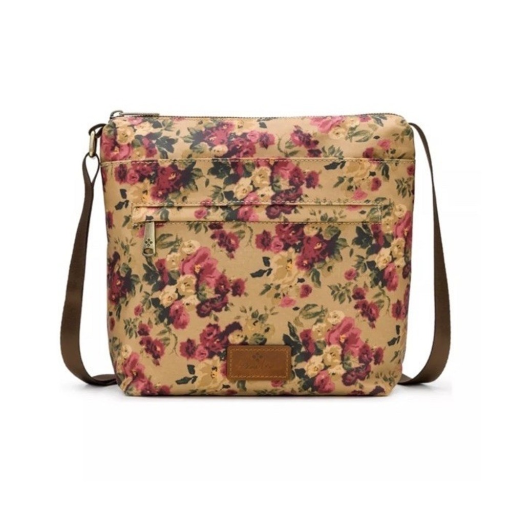 Patricia Nash Carmini Sling Crossbody Bag Coated Cotton Antique Rose Floral